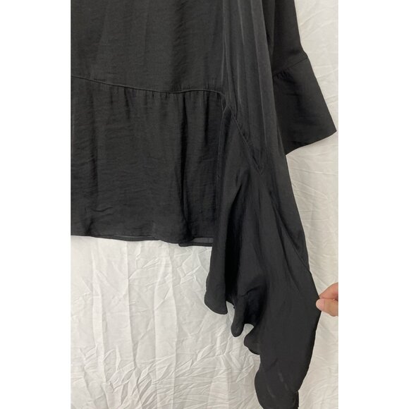 DG2 Diane Gilman Tunic Shirt Women 2XL Black Asymmetrical Hem Long Sleeve NWT - Picture 5 of 11